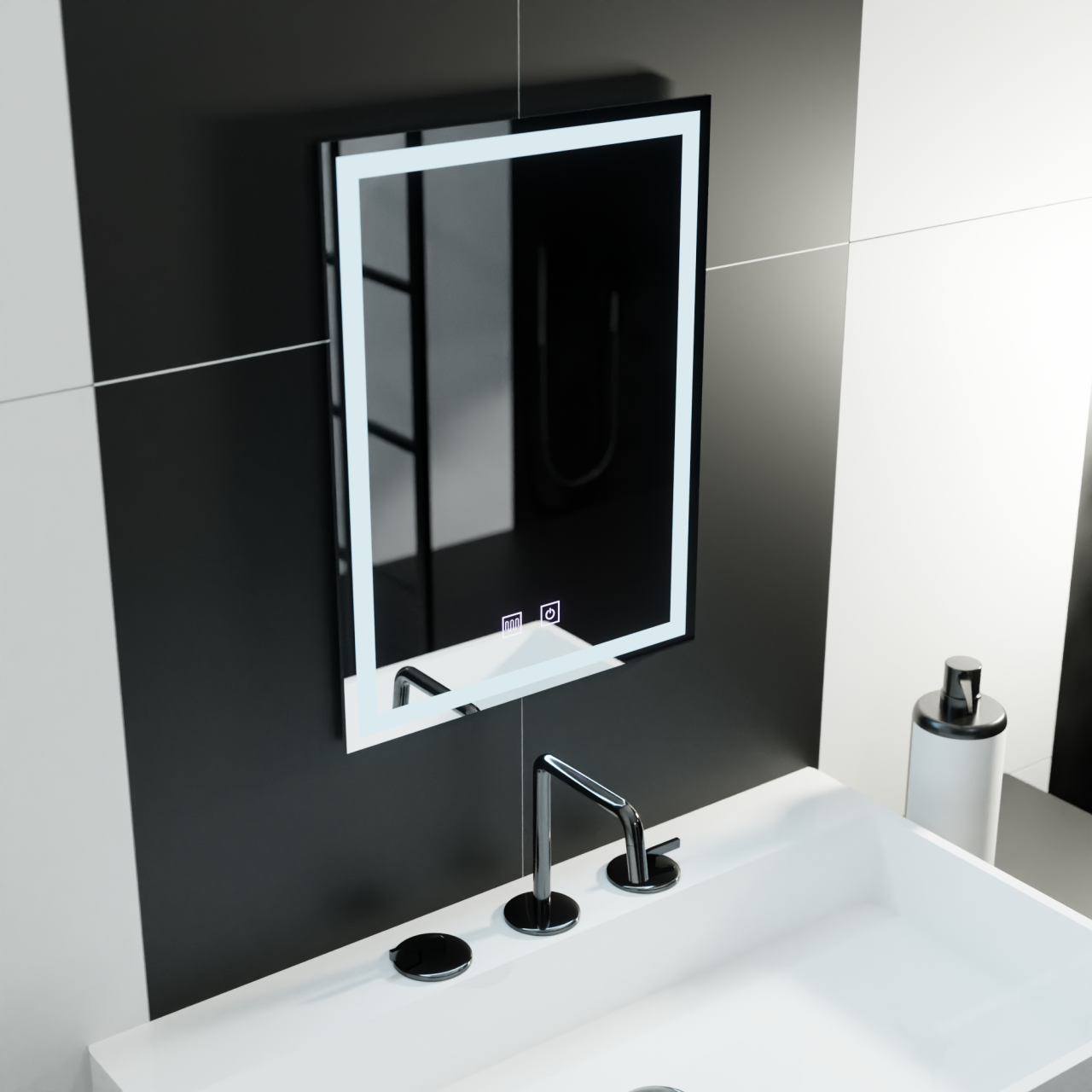 Oglinda LED Rectangulara, 60x80cm, Nox Touch, Sistem Dezaburire, Dimabila [3]