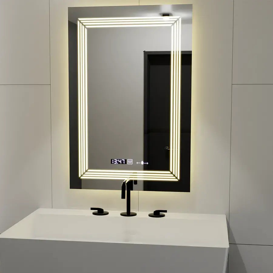 Oglinda LED Rectangulara, 60x80cm, Venezia Senzor MotionGlow Marcello, Sistem Dezaburire, Ceas & Termometru, Dimabila [3]