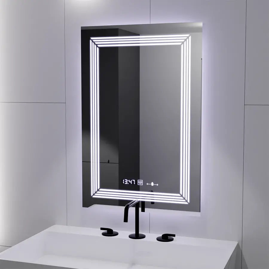 Oglinda LED Rectangulara, 60x80cm, Venezia Senzor MotionGlow Marcello, Sistem Dezaburire, Ceas & Termometru, Dimabila [4]