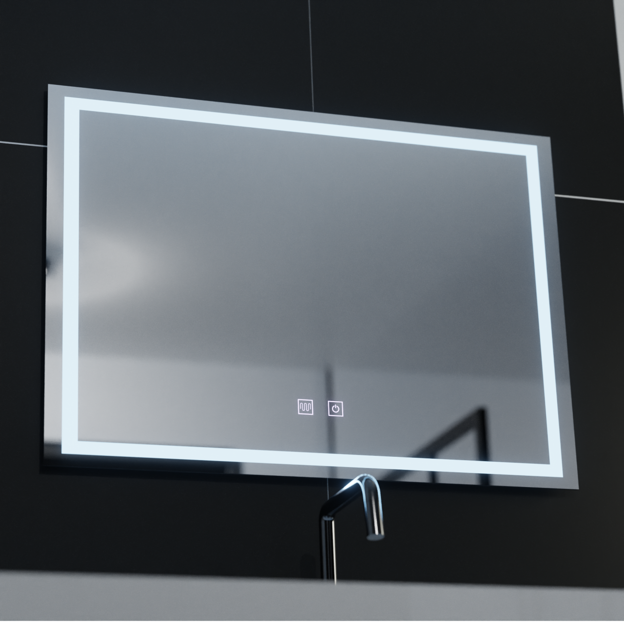 Oglinda LED Rectangulara, 70x50cm, Umbria Touch , Sistem Dezaburire, Dimabila [4]