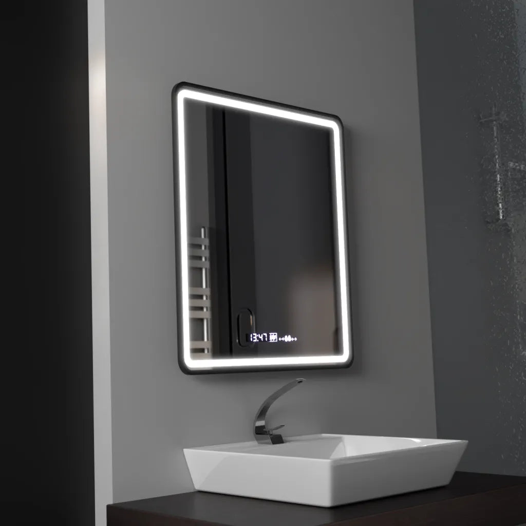 Oglinda LED Rectangulara, 75x90cm, Favola MotionGlow Marcello, Sistem Dezaburire, Ceas & Termometru, Dimabila [2]
