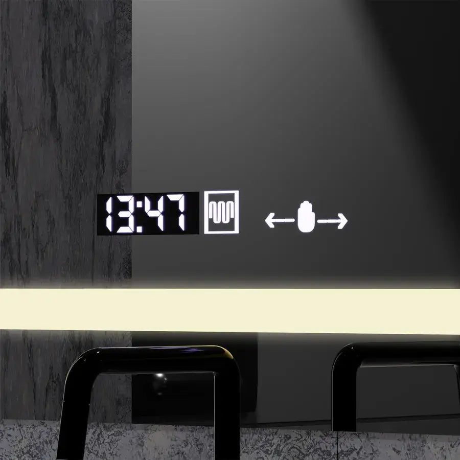 Oglinda LED Rectangulara, 80x60cm, Definition MotionGlow Marcello, Sistem Dezaburire, Ceas & Termometru, Lupa Cosmetica, Dimabila [2]