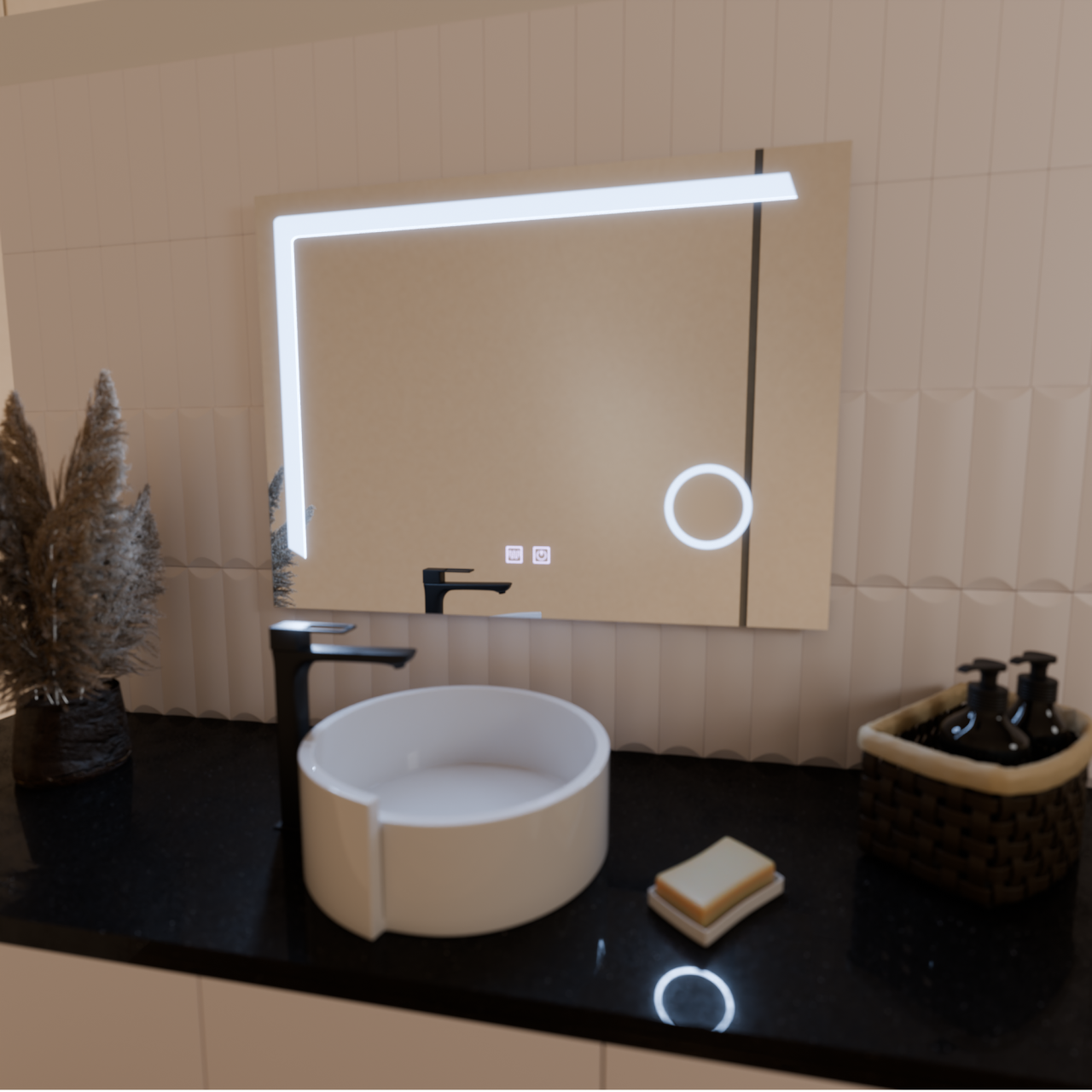 Oglinda LED Rectangulara 80x60cm Alessandro, Touch, Dezaburire, Luminare 6000K [3]