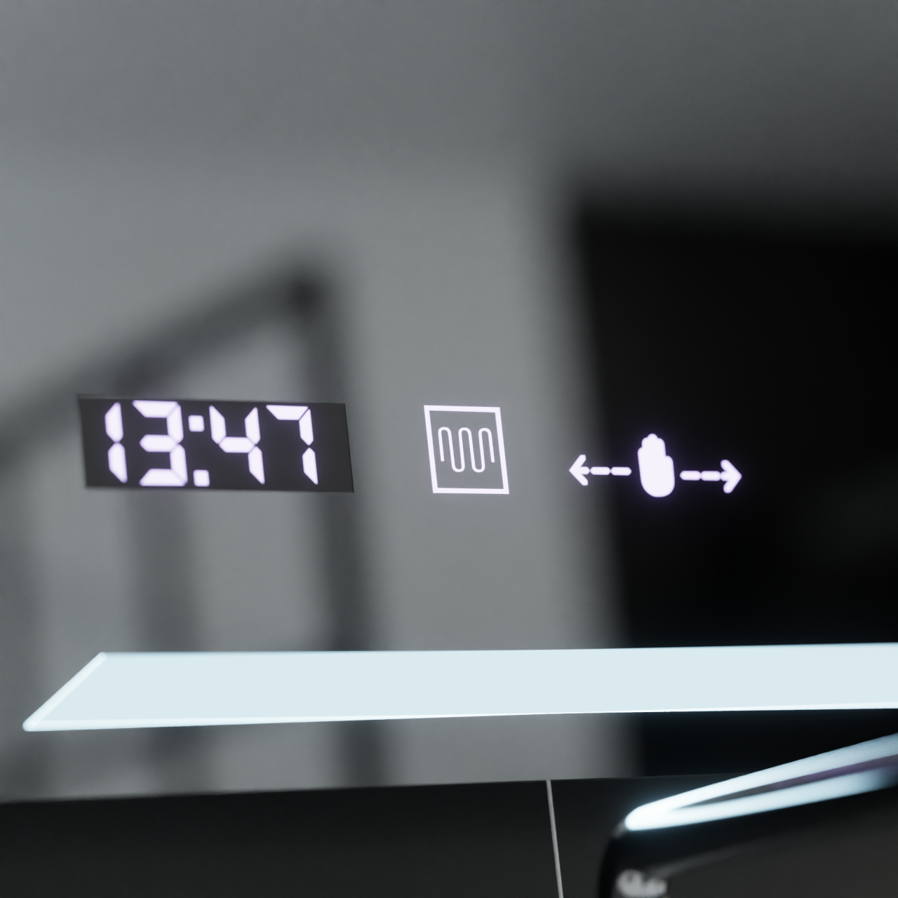 Oglinda LED Rectangulara, 80x60cm, Rayonnement MotionGlow Marcello, Sistem Dezaburire, Ceas & Termometru, Dimabila [2]