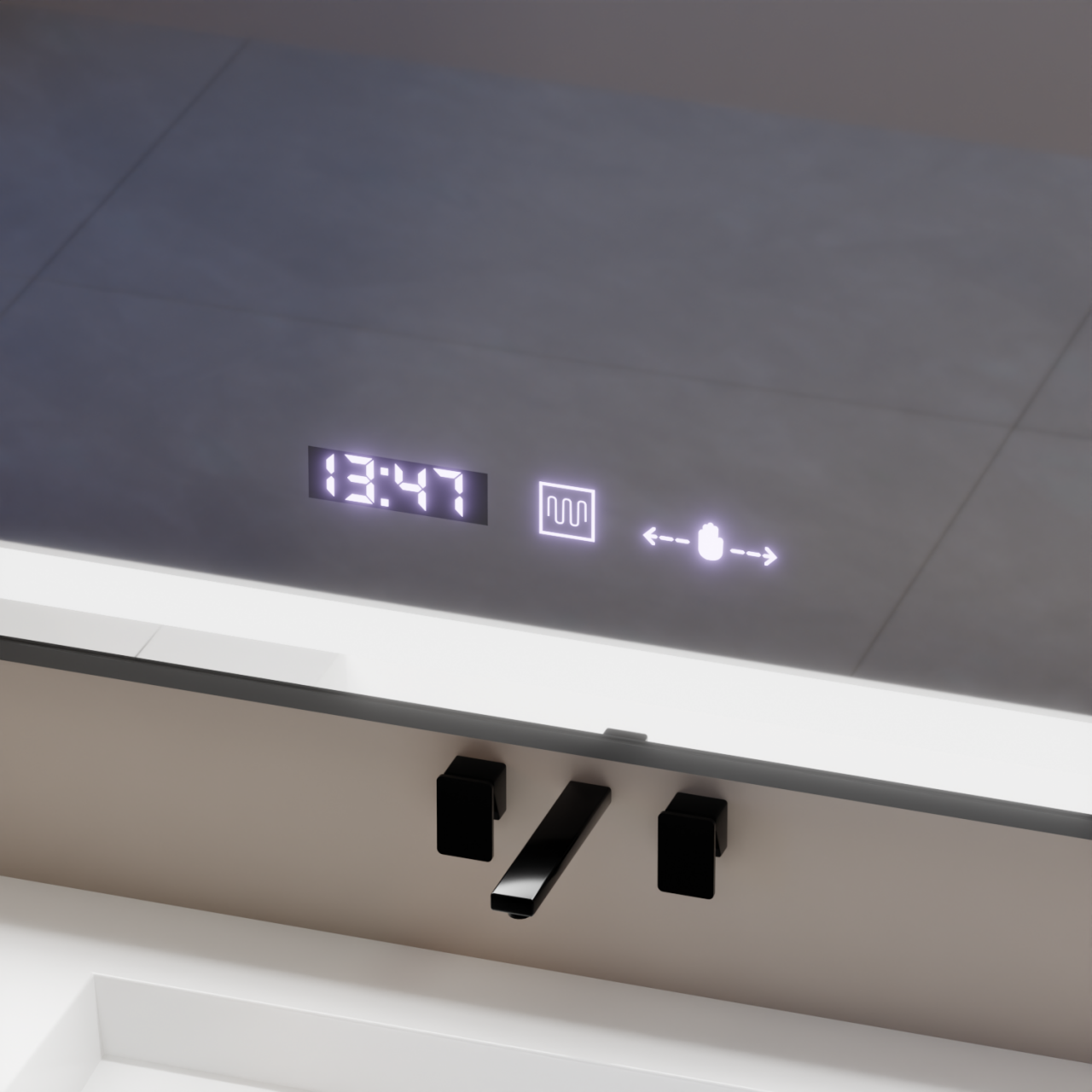Oglinda LED Rectangulara, 80x60cm, Verite Majeste Noir Motion Glow Marcello, Sistem Dezaburire, Ceas & Termometru, Dimabila [4]
