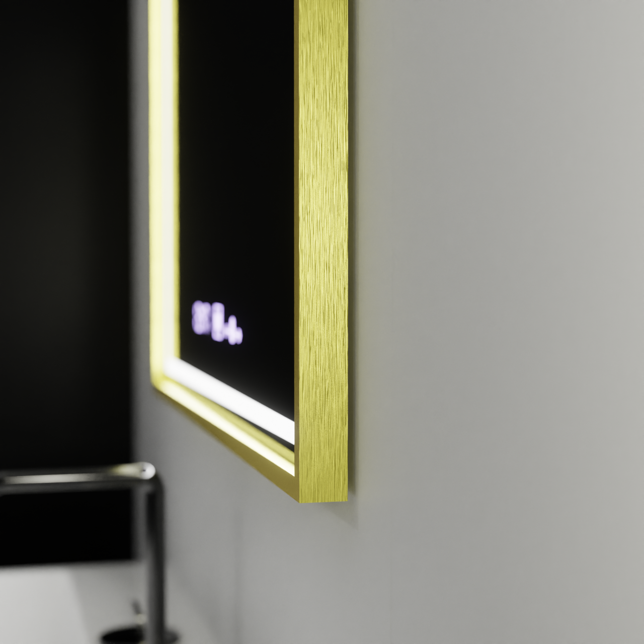 Oglinda LED Rectangulara, 80x60cm, Verite Royale Gold MotionGlow Marcello, Sistem Dezaburire, Ceas & Termometru, Dimabila [2]