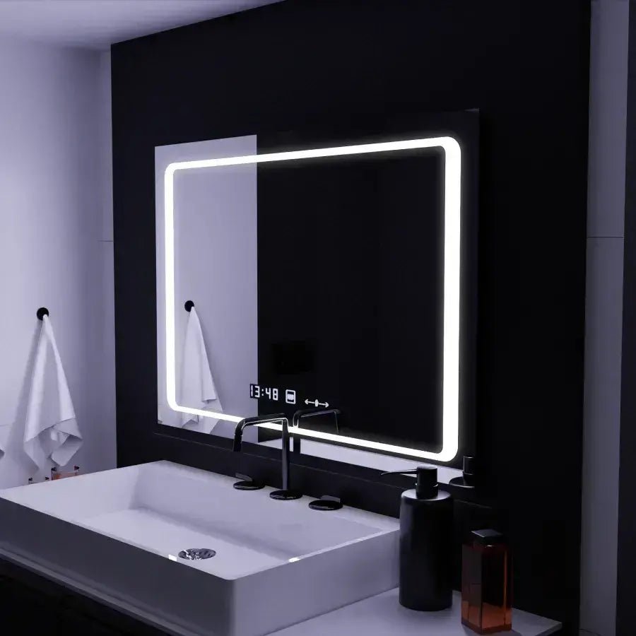 Oglinda LED Rectangulara, 90x60cm, Sole Senzor Marcello, Sistem Dezaburire, Ceas & Termometru, Dimabila [4]