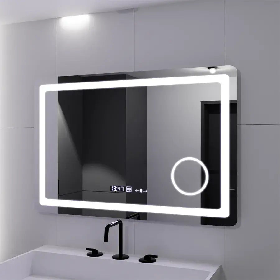 Oglinda LED Rectangulara, 90x60cm, Souverain MotionGlow Marcello, Sistem Dezaburire, Ceas & Termometru, Lupa Cosmetica, Dimabila [1]