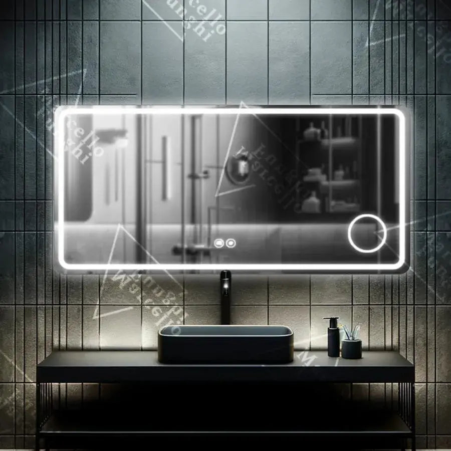 Oglinda LED Rectangulara, 90x75cm, Souverain MotionGlow Marcello, Sistem Dezaburire, Ceas & Termometru, Lupa Cosmetica, Dimabila [1]