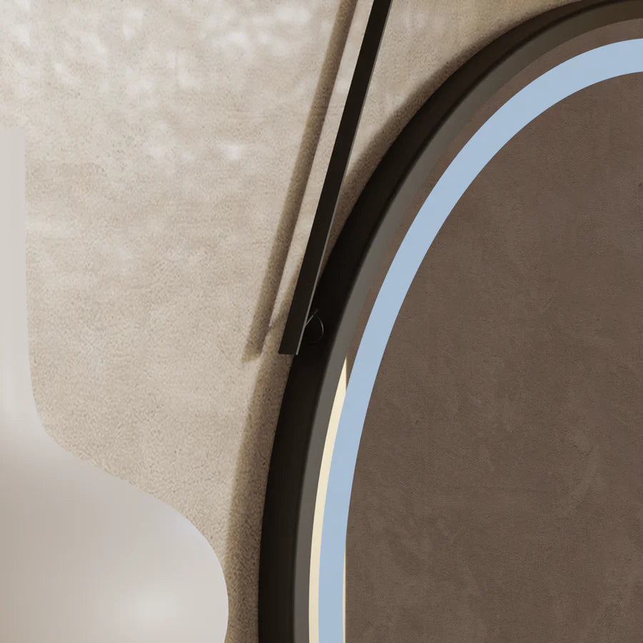 Oglinda LED Rotunda, 50cm, Celeste Majeste Noir Eleve MotionGlow Marcello, Sistem Dezaburire, Ceas & Termometru, Dimabila [2]