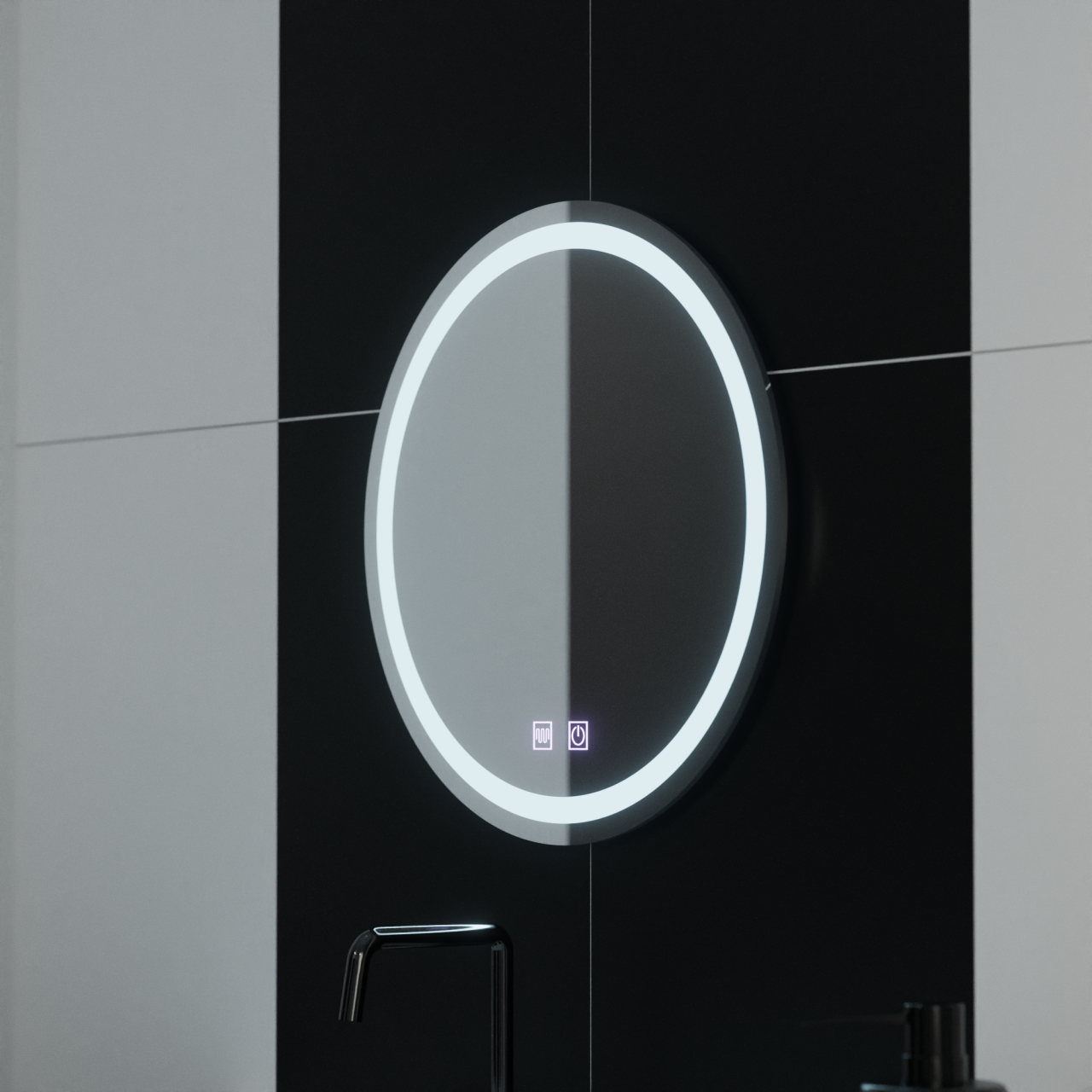 Oglinda LED Rotunda 50cm Lucea Touch Sistem Dezaburire [1]