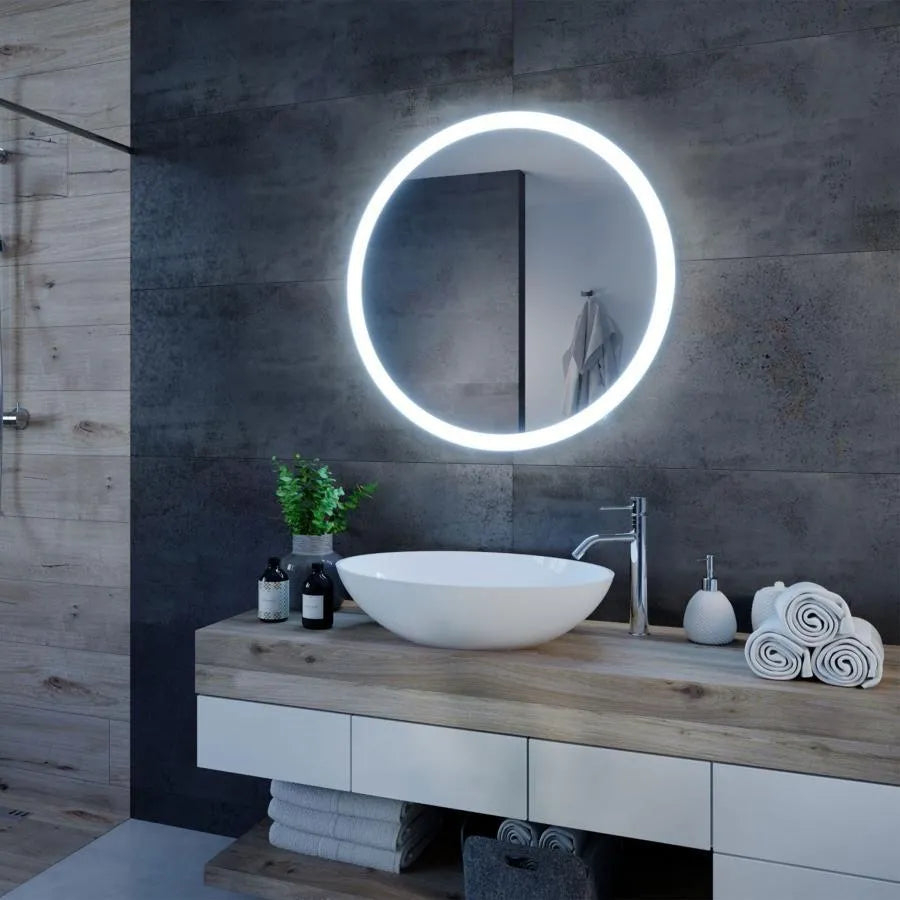 Oglinda LED Rotunda, 50cm, Noxia Touch, Sistem Dezaburire, Dimabila [2]