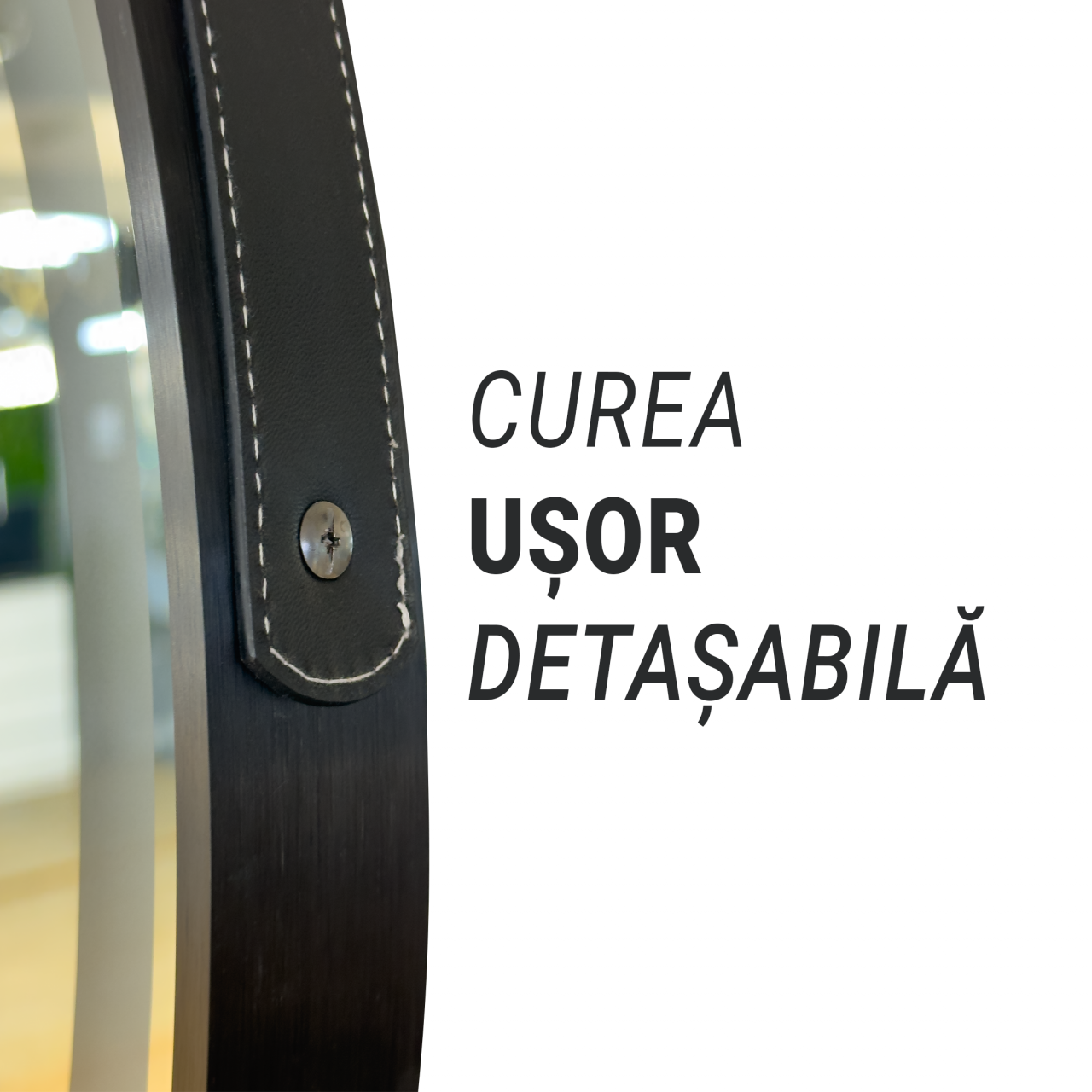 Oglinda LED Rotunda, 60cm, Celeste Majeste Noir Eleve MotionGlow Marcello, Sistem Dezaburire, Ceas & Termometru, Dimabila [4]