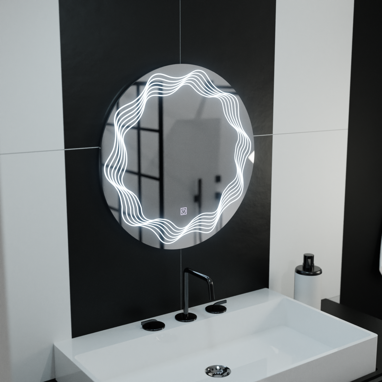 Oglinda LED Rotunda 60cm, Flusso Touch, Sistem Dezaburire, Dimabila [1]
