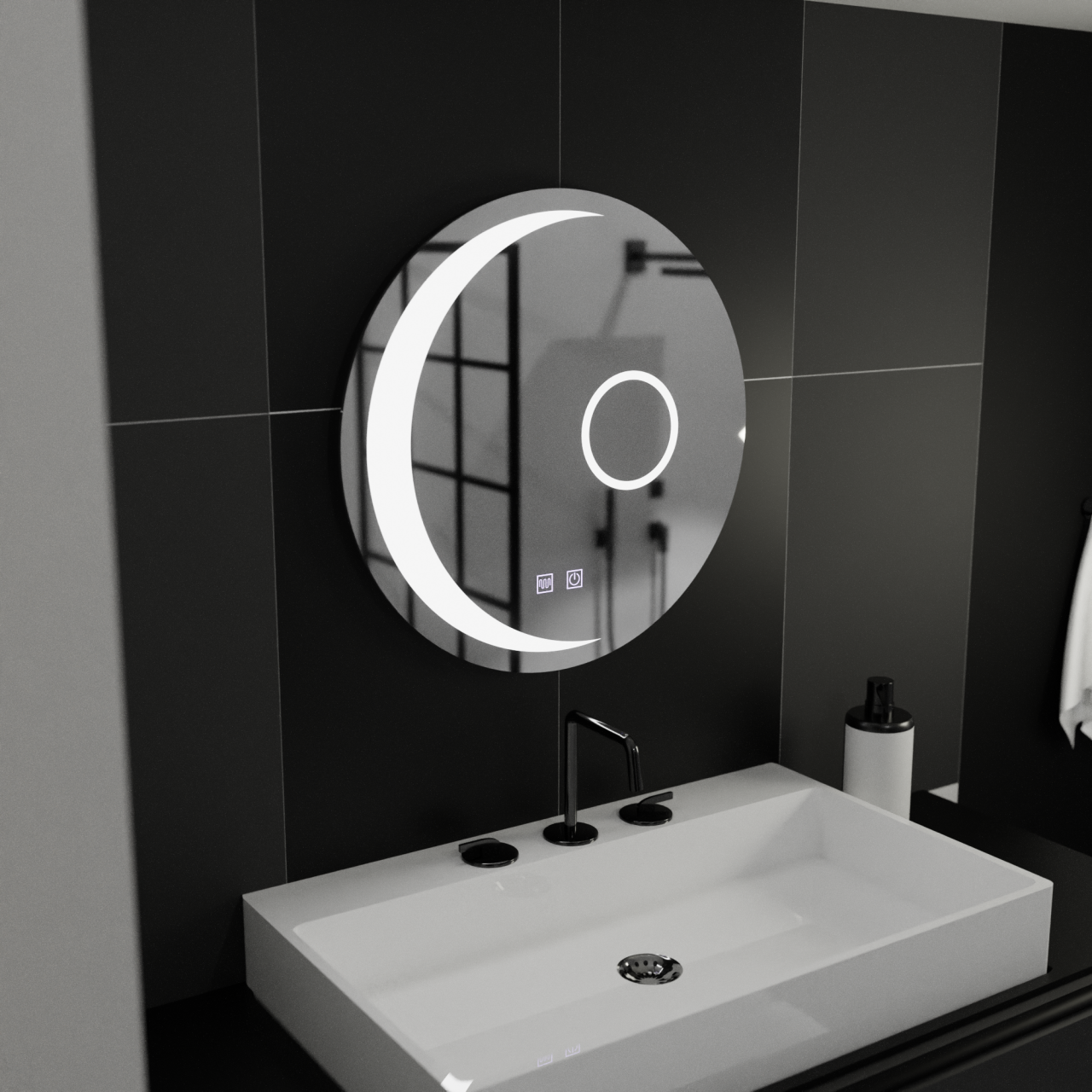 Oglinda LED Rotunda, 60cm, Orbis Touch, Sistem Dezaburire,Dimabila [1]