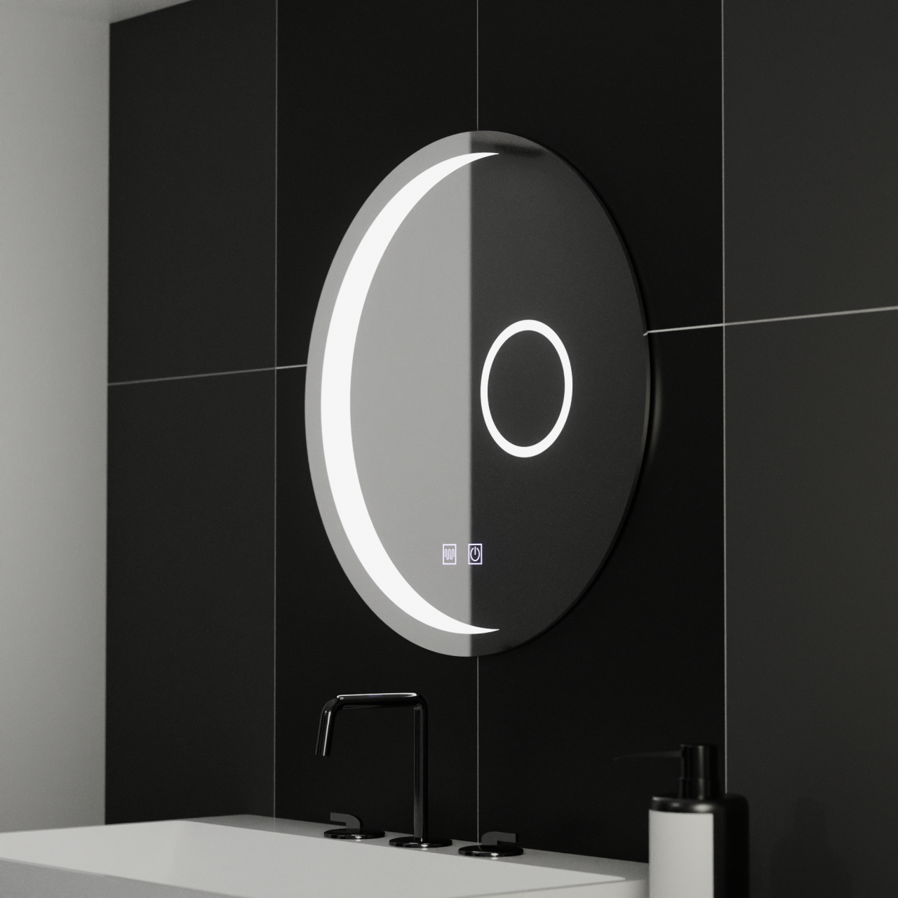 Oglinda LED Rotunda, 60cm, Orbis Touch, Sistem Dezaburire,Dimabila [3]