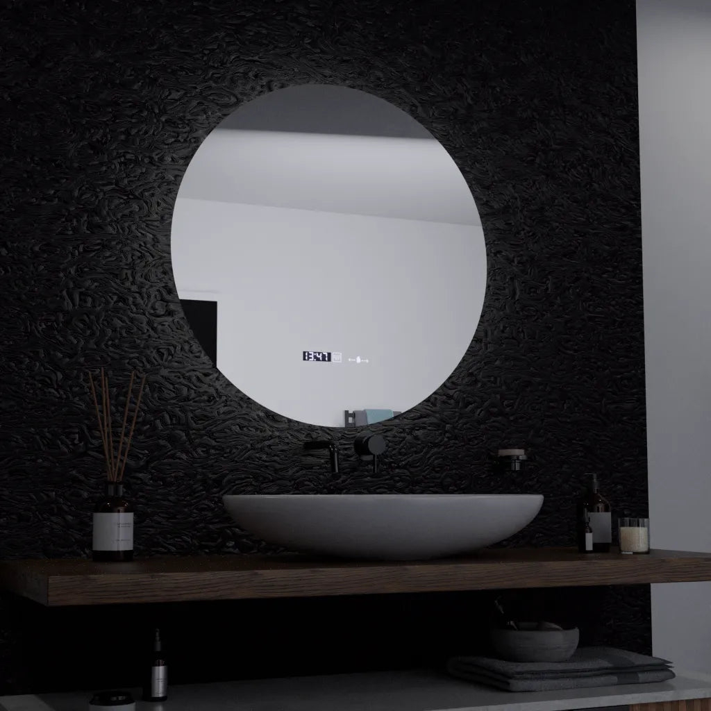Oglinda LED Rotunda, 60cm, Serenite MotionGlow Marcello, Sistem Dezaburire, Ceas & Termometru, Dimabila [4]
