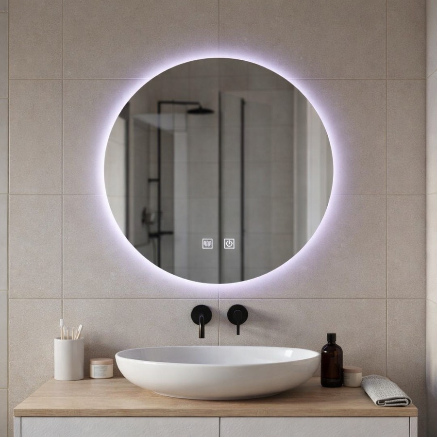 Oglinda LED rotunda 70 cm cu touch, lumina rece 6000K, design modern [8]