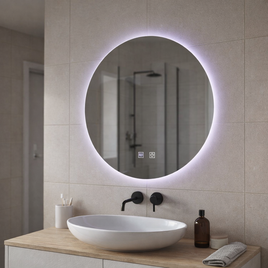 Oglinda LED rotunda 70 cm cu touch, lumina rece 6000K, design modern [4]
