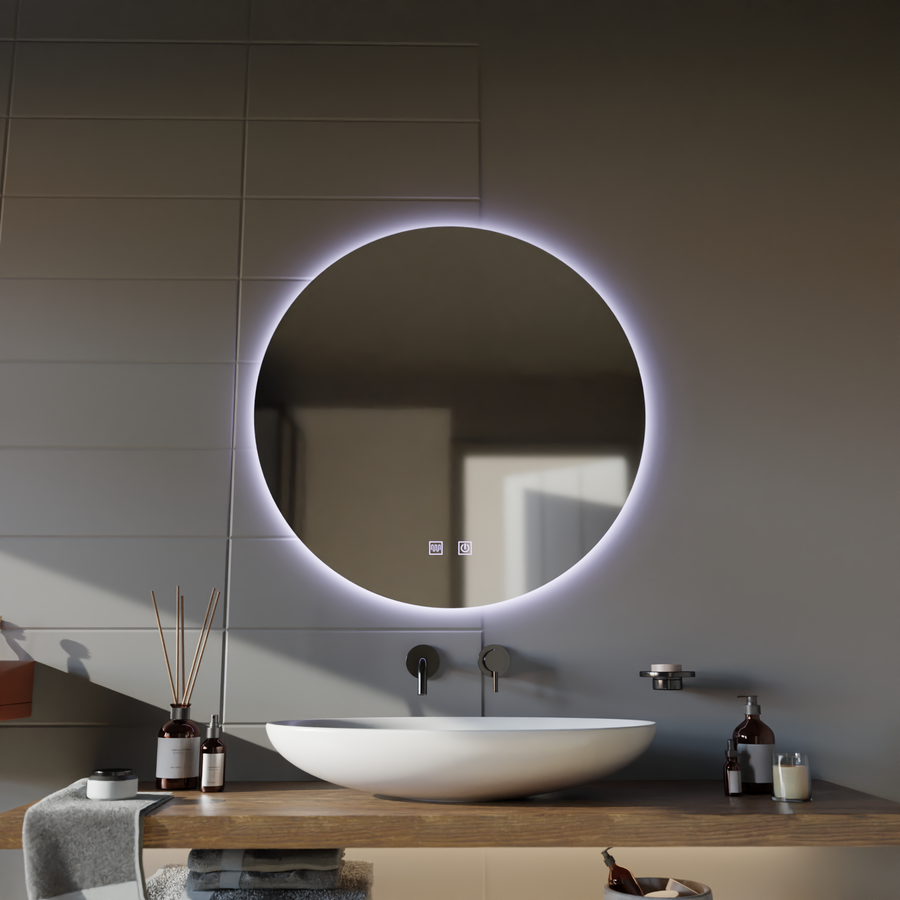 Oglinda LED rotunda 70 cm cu touch, lumina rece 6000K, design modern [7]