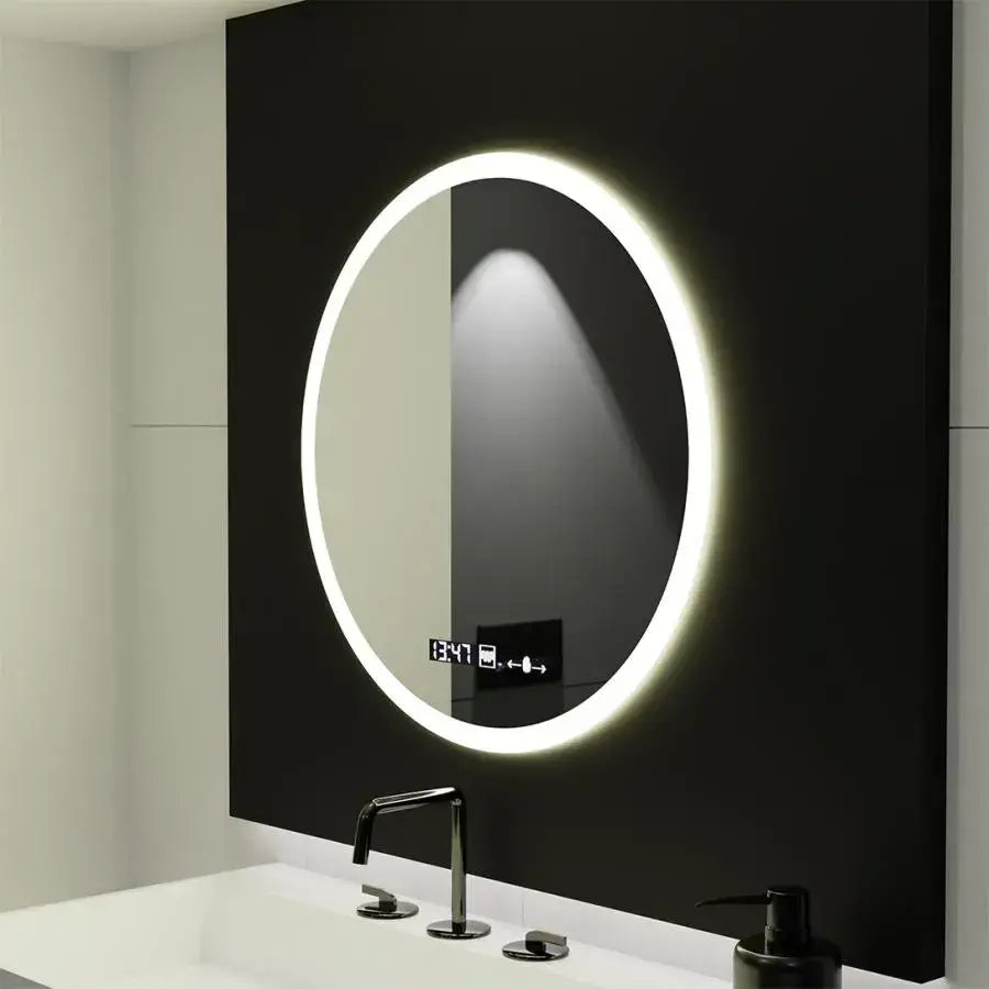 Oglinda LED Rotunda, 70cm, Elysee MotionGlow Marcello, Sistem Dezaburire, Ceas & Termometru, Dimabila [3]