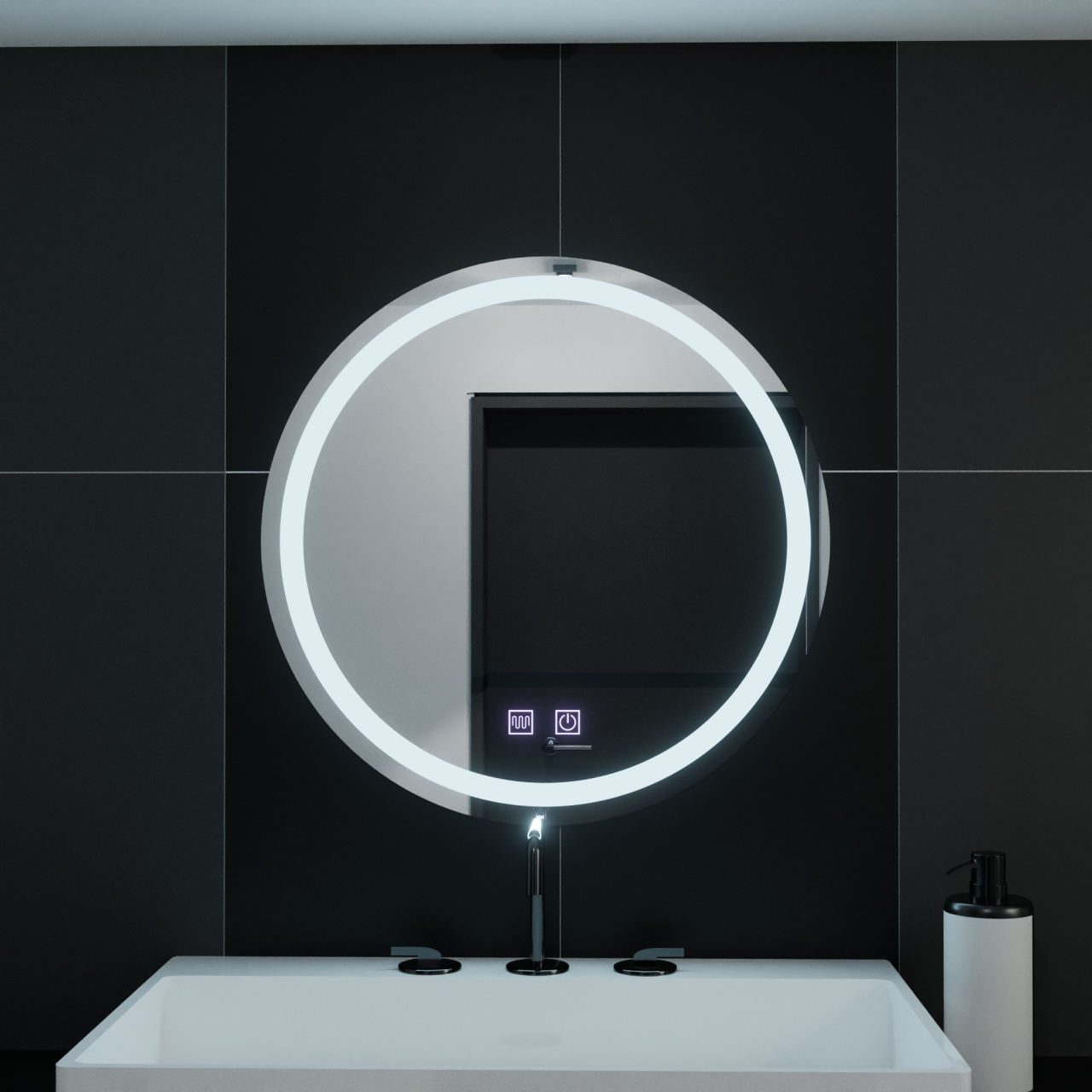 Oglinda LED Rotunda, 70cm, Lucea Touch, Sistem Dezaburire, Dimabila [3]