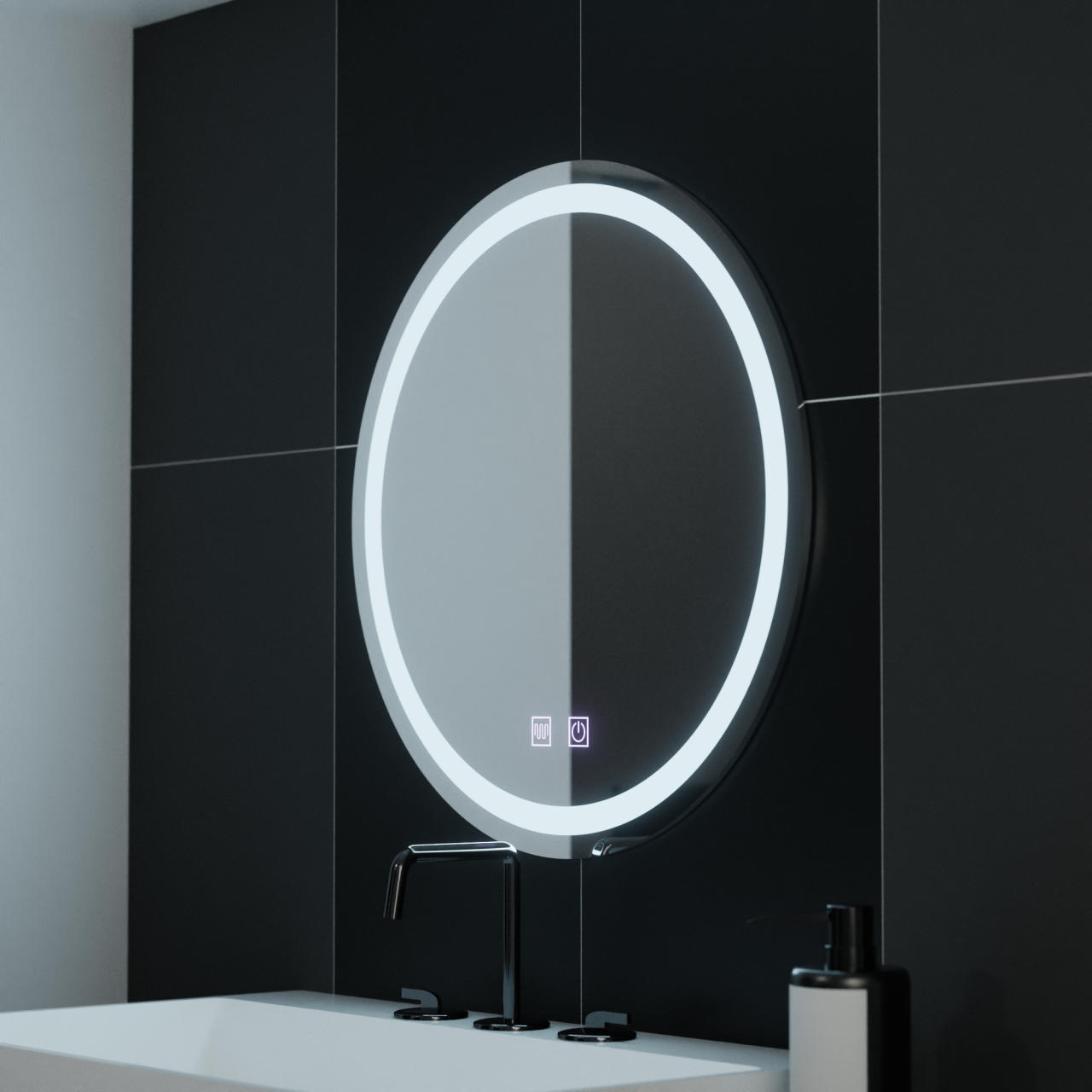 Oglinda LED Rotunda, 70cm, Lucea Touch, Sistem Dezaburire, Dimabila [4]