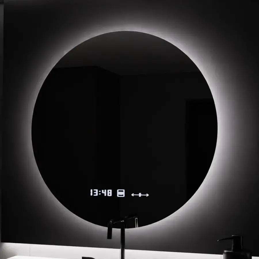 Oglinda LED Rotunda, 70cm, Serenite MotionGlow Marcello, Sistem Dezaburire, Ceas & Termometru, Dimabila [4]