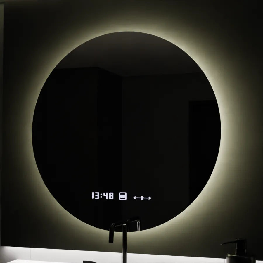 Oglinda LED Rotunda, 80cm, Serenite MotionGlow Marcello, Sistem Dezaburire, Ceas & Termometru, Dimabila [2]