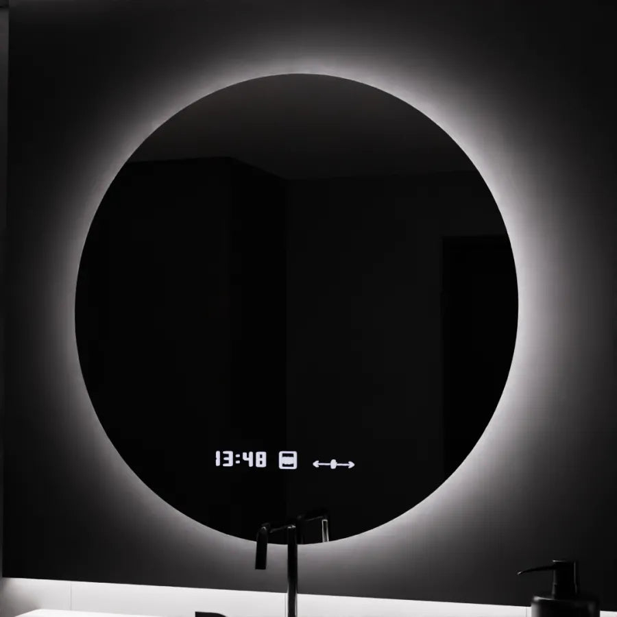 Oglinda LED Rotunda, 80cm, Serenite MotionGlow Marcello, Sistem Dezaburire, Ceas & Termometru, Dimabila [4]