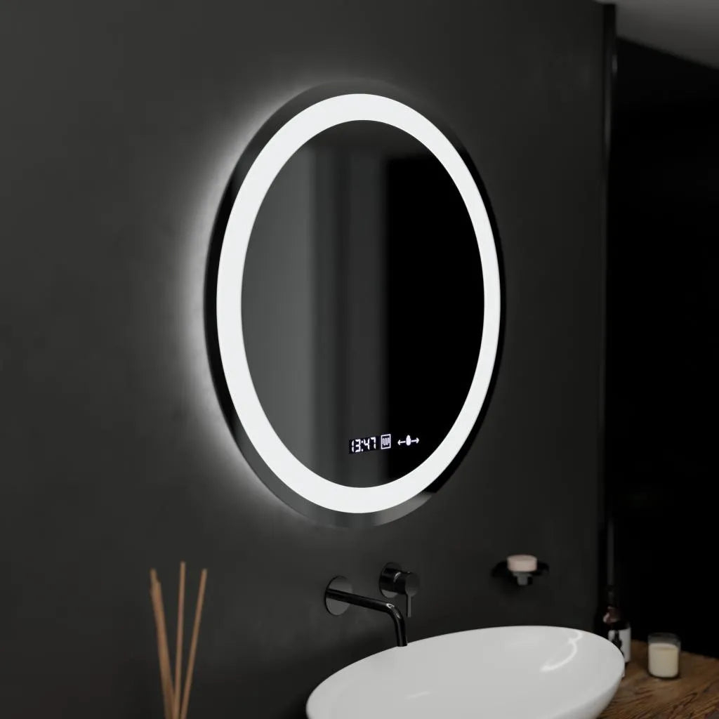 Oglinda LED Senzor MotionGlow Circollo Sistem Dezaburire Termometru si Ceas Rotunda Diametru 60 cm Lumina Rece/Calda/Neutra Dimabila Colectia Marcello Funghi [1]