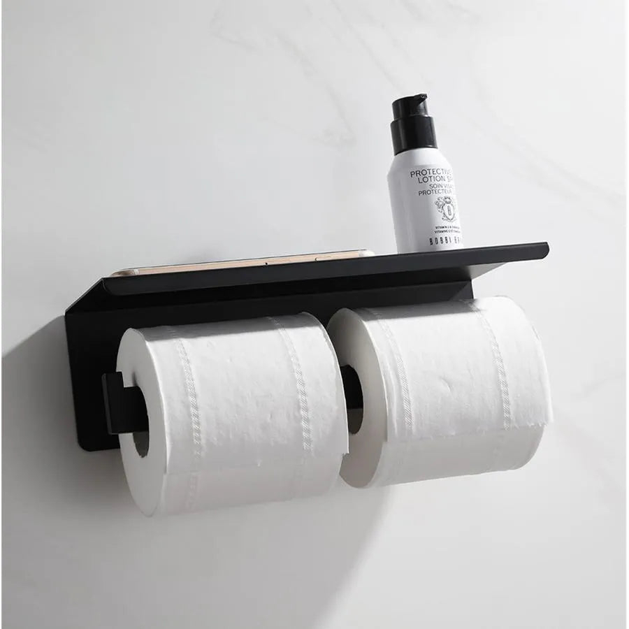 Suport Dublu Hartie Igienica cu Suport Telefon/Parfum Negru GJ603 [2]