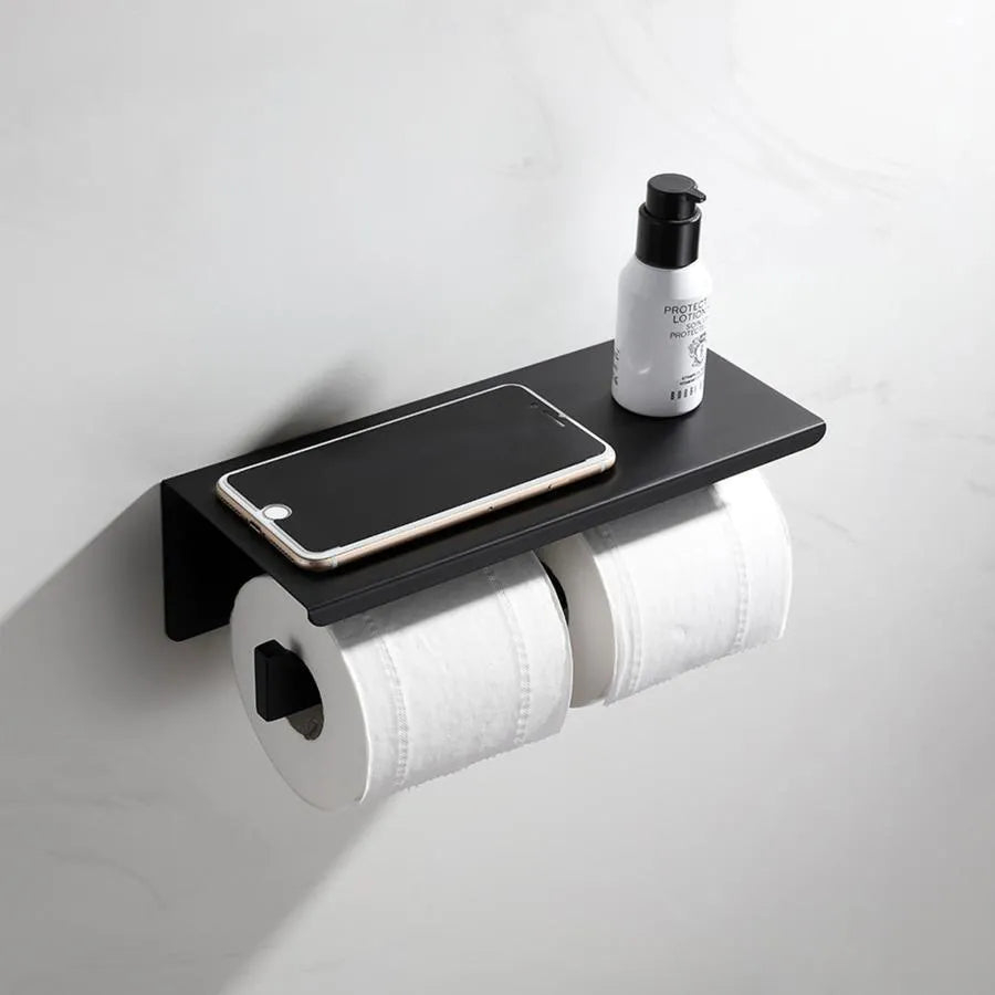 Suport Dublu Hartie Igienica cu Suport Telefon/Parfum Negru GJ603 [1]