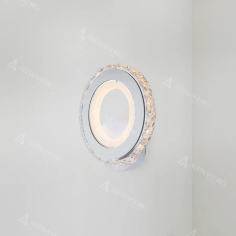 Aplice De Perete - Aplica LED Borandis 20W, Alb cu Crom, Acril si Cristal , Lumina Rece/Calda/Neutra