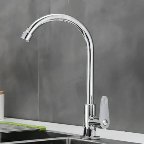 Baterii de Bucatarie - Baterie Apa Rece Inox, Crom, Pipa Rotativa, Inalta - Casa / Curte