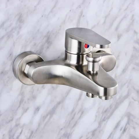 Baterii Sanitare - Baterie Baie Monocomanda, Inox SUS304 Satinat, Cartus Ceramic, Montaj pe Perete