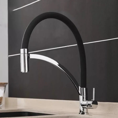 Baterii de Bucatarie - Baterie Bucatarie, Alama Sanitara, Negru, WZX/2018