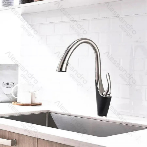 Baterie Bucatarie cu Dus Extractibil, Alama Sanitara, Crom, W058 [3]