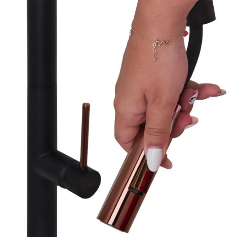 Baterie Bucatarie cu Dus Extractibil, Alama Sanitara, Negru, CF2042 [2]