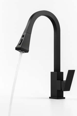 Obiecte Sanitare - Baterie Bucatarie cu Dus Extractibil, Alama Sanitara, Negru, OD/2040