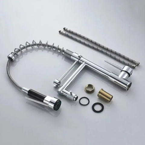 Baterie Bucatarie cu Dus Extractibil, Inox si Alama Crom, YD/201 [1]