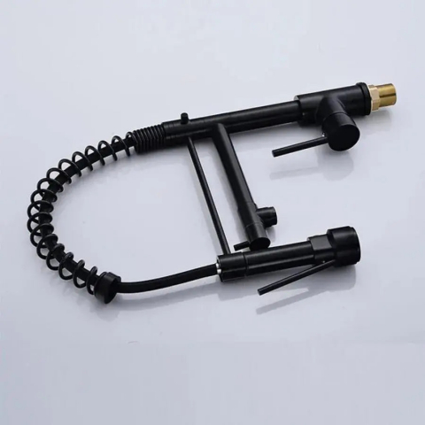 Baterie Bucatarie cu Dus Extractibil, Inox si Alama Negru, YD/202 [2]