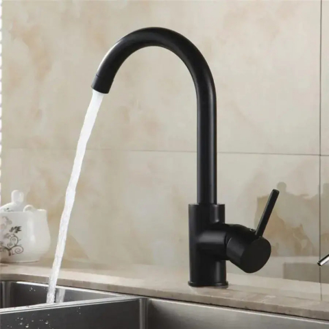 Baterie Bucatarie Inox Negru, Monocomanda, Pipa Pivotanta, Cartus Ceramic 40mm, 25 cm [2]