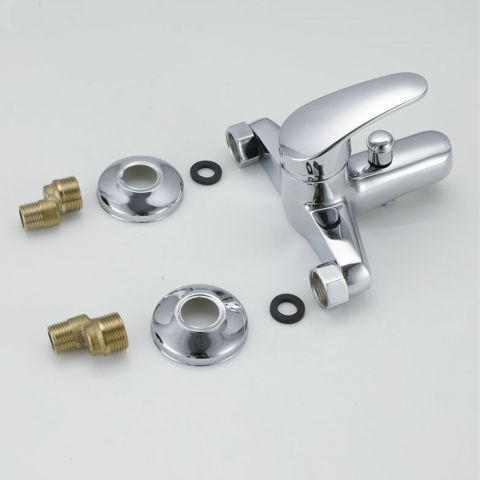 Baterie cada monocomanda, cartus ceramic, para si furtun dus incluse, finisaj crom lucios [2]