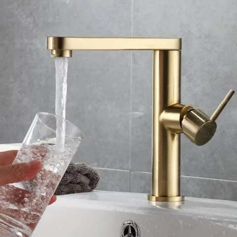 Baterii Sanitare - Baterie Lavoar, Alama Sanitara, Auriu, 9107D