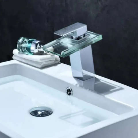 Baterie Lavoar, Aliaj si Sticla, Crom, Lumina RGB, Schimbare de culoare in functie de temperatura apei, OD3008 [1]