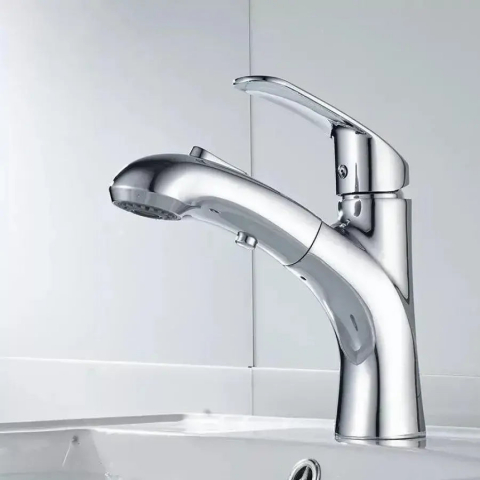 Obiecte Sanitare - Baterie Lavoar cu Dus Extractibil, Alama Sanitara, Crom, OD/2030