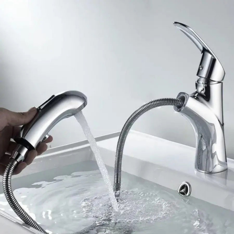 Baterie Lavoar cu Dus Extractibil, Alama Sanitara, Crom, OD/2030 [1]