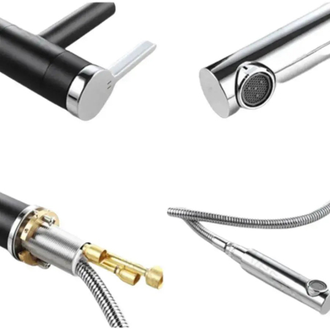 Baterie Lavoar cu Dus Extractibil, Alama Sanitara, Negru, WZX/2022 [2]