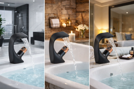 Obiecte Sanitare - Baterie lavoar monocomanda alama sanitara negru, racorduri incluse